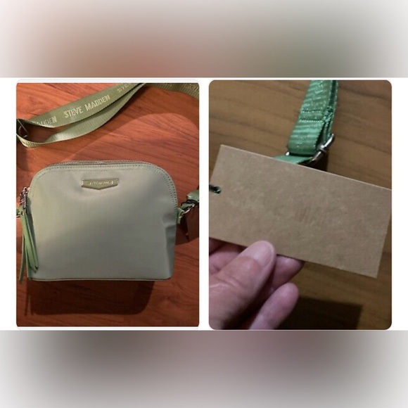 🎄STEVE MADDEN CROSSBODY Nylon Shoulder Bag W/ Air Pod Case,Logo Strap,Green - Picture 3 of 8